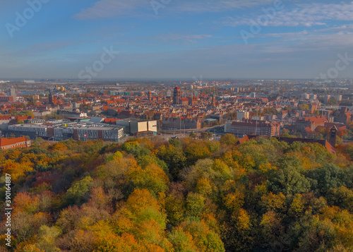 autumnal gdansk from above