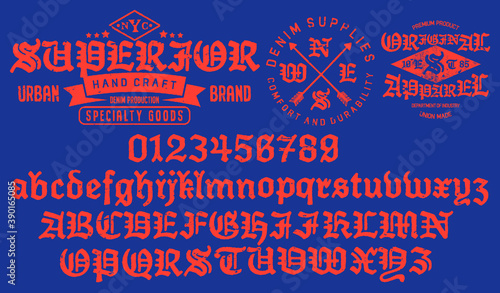 Vector illustration on the theme of denim, raw and jeans in New York City.