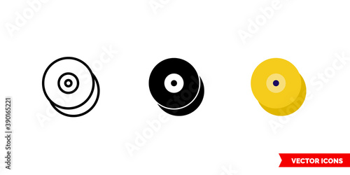 Cymbals icon of 3 types color, black and white, outline. Isolated vector sign symbol.