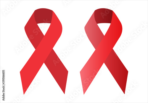 Lazos rojos contra el sida en fondo blanco. photo