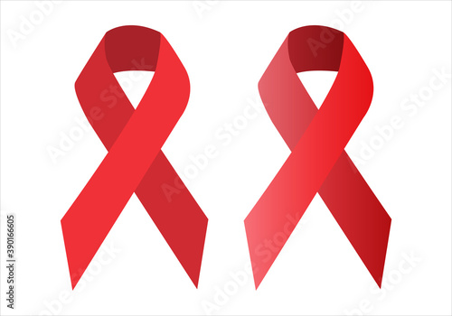 Lazos rojos contra el sida en fondo blanco.