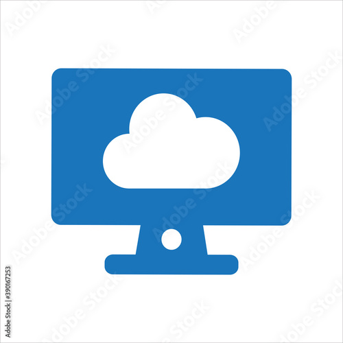 computer with cloud. Concept of cloud network. vector icon concept.