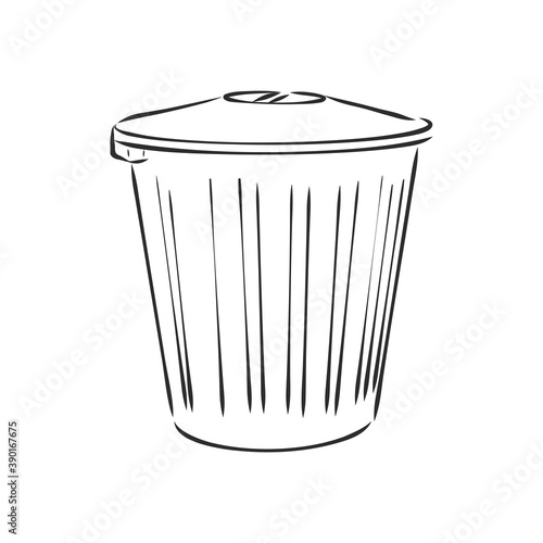 Sketched empty trash bin desktop icon. Doodle design element in vector, trash can vector sketch illustration