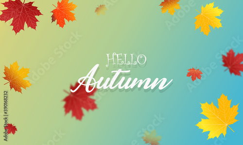 Autumn season background with falling autumn leaves for text.