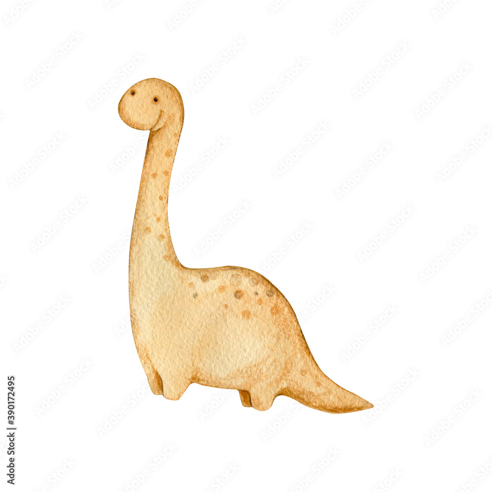 watercolor cute little dinosaurus background