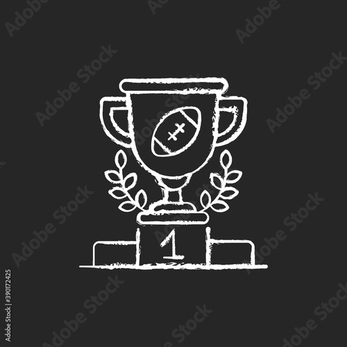 Sport achievements chalk white icon on black background. Medal-winning nation. Accomplishments and records. Athletic participation. World champions. Isolated vector chalkboard illustration