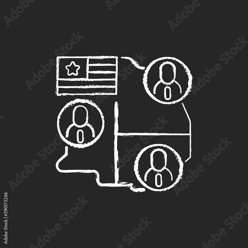 Electoral college chalk white icon on black background. Presidential electors. Official votes for president and vice president. General election. Isolated vector chalkboard illustration