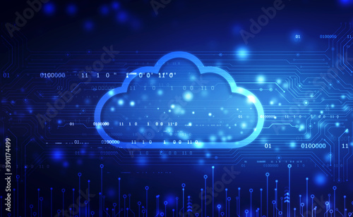 2d illustration of  Cloud computing, Cloud Computing Concept, Cloud computing Data base technology internet concept background