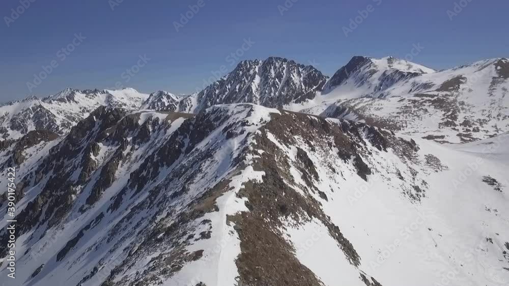 Flying Over Snow Convered Mountain Range, Alpine Skiing Destination, Aerial Flying Over Snow Convered Mountain Range, Alpine Skiing Destination, Aerial