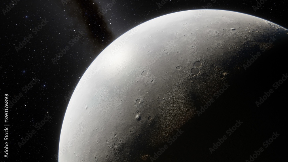 Obraz premium beautiful alien planet in far space, realistic exoplanet, planet suitable for colonization, planet similar to Earth, detailed planet surface 3D render