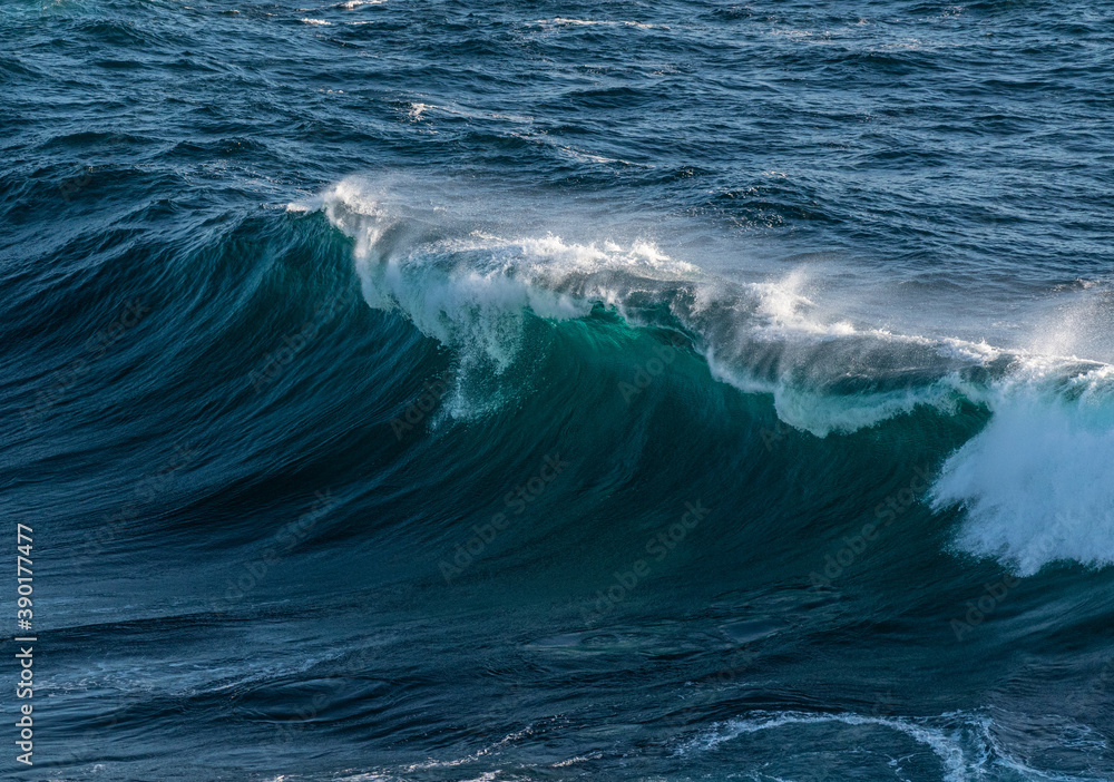 Naklejka premium Breaking wave on the southern pacific coast of South America (Chile)