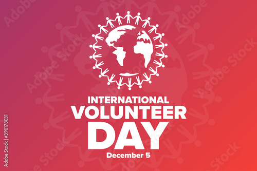 International Volunteer Day for Economic and Social Development. December 5. Holiday concept. Template for background, banner, card, poster with text inscription. Vector EPS10 illustration.