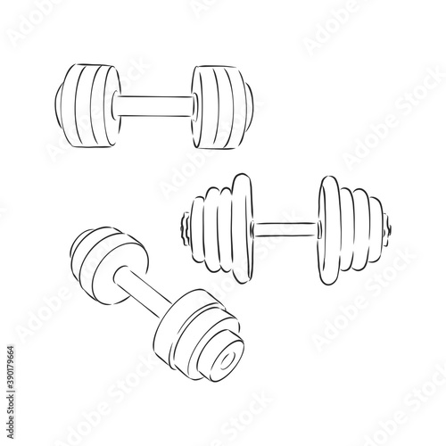 Dumbbell sketch vector. Fitness logo symbol. Gym icon. Stylized illustration. dumbbells vector sketch illustration