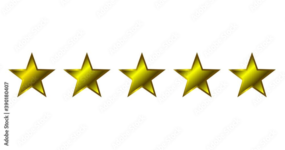 5 stars simple animation golden color on white background 5 stars simple animation golden color on white background