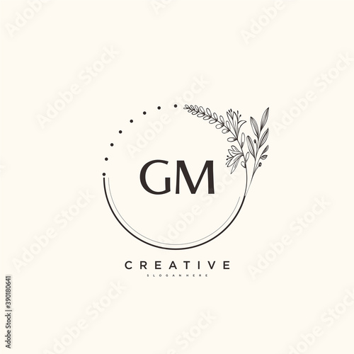 GM Beauty vector initial logo art, handwriting logo of initial signature, wedding, fashion, jewerly, boutique, floral and botanical with creative template for any company or business.