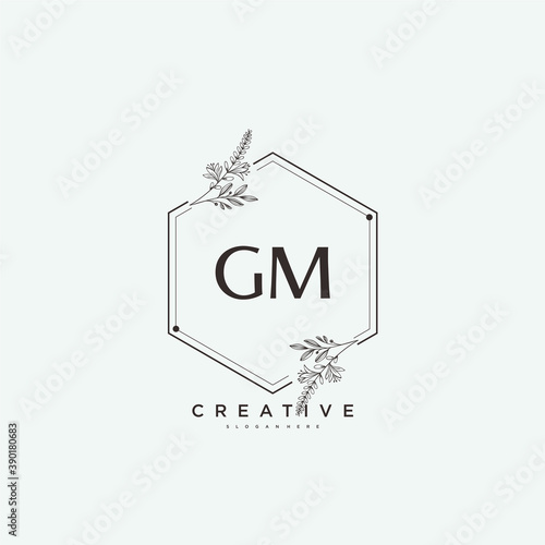 GM Beauty vector initial logo art, handwriting logo of initial signature, wedding, fashion, jewerly, boutique, floral and botanical with creative template for any company or business.