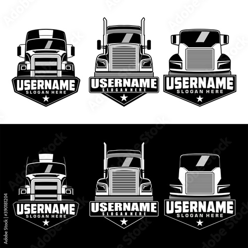 semi truck logo design vector mini set art