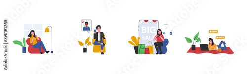 People lifestyle with smartphone stay at home.