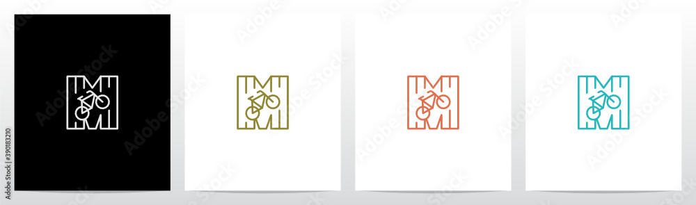 Bicycle On Letter Logo Design M Bicycle On Letter Logo Design M