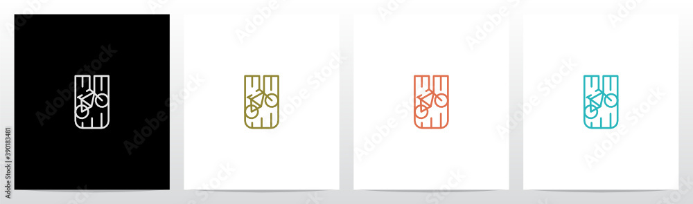 Bicycle On Letter Logo Design U Bicycle On Letter Logo Design U