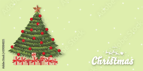 Merry Christmas and Happy new year backgroud with Christmas tree and gift box vector