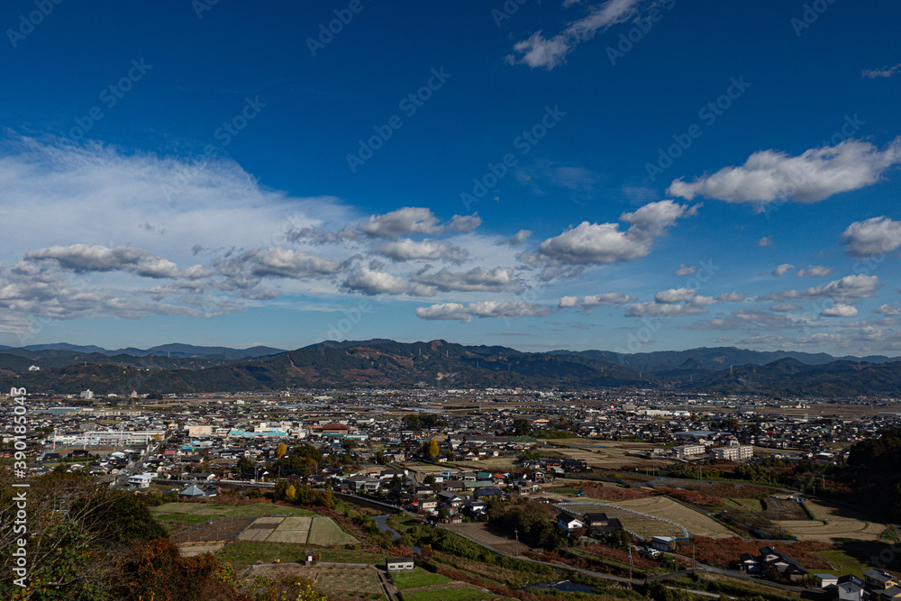 town and blue sky in Japan 