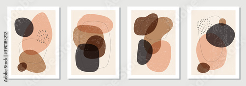 Set of minimalist posters with abstract organic shapes composition © C Design Studio