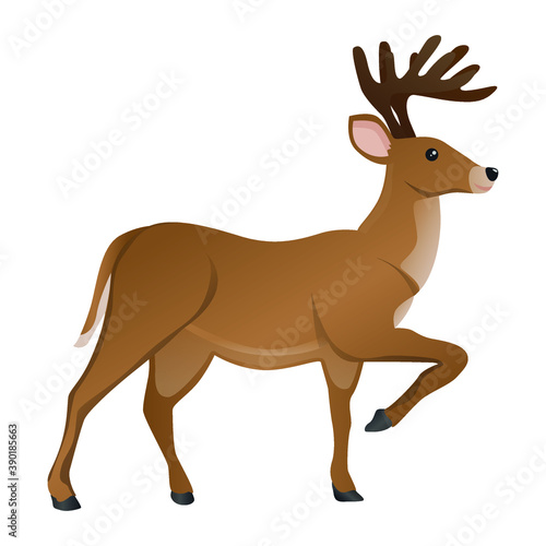 Deer Forest Animal. Mountain Vector Illustration Clip Art. Emoji Design Christmas Icons.