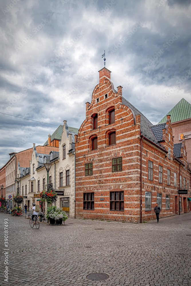 Malmo Street Scene with Old Corner Building