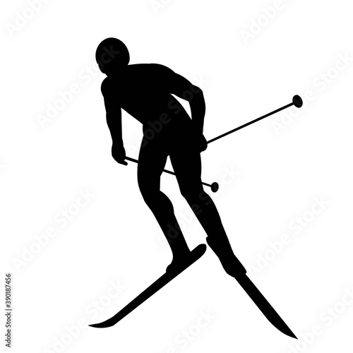 Isolated silhouette of a skating skier