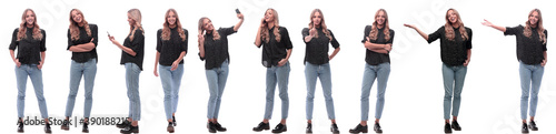 photo collage of a modern young woman with a smartphone