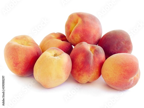 sweet,delicious red and yellow peaches close up