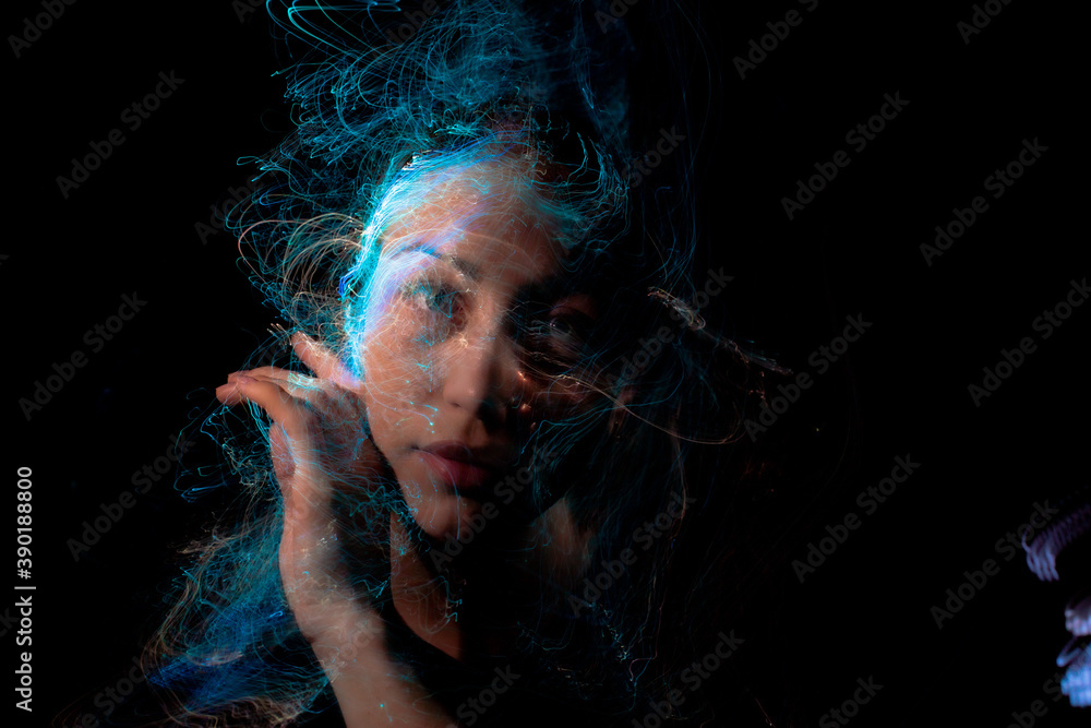 lightpainting portrait, new art direction, , light drawing at long exposure lightpainting portrait, new art direction, , light drawing at long exposure