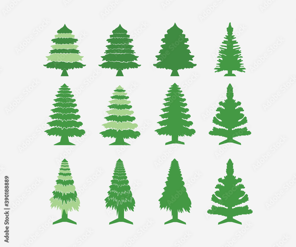 Set of Christmas tree vector icon. Vector illustration with green New Year tree and multi-colored gifts with bows object isolated on a white background. Illustration Vector Icon Symbol Design.
Set of Christmas tree vector icon. Vector illustration with green New Year tree and multi-colored gifts with bows object isolated on a white background. Illustration Vector Icon Symbol Design.