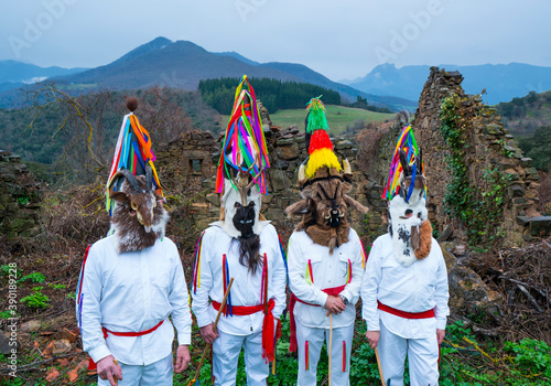 Zamarrones, Antruido Carnival, Piasca, Liébana Valley, Cantabria, Spain, Europe photo