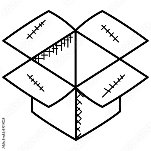 
An open cardboard box used in packaging and delivery online ordered items
