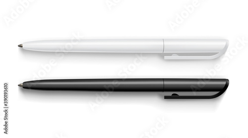 white and black pen isolated on white background mock up 