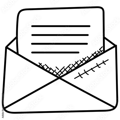
An open envelope with paper representing mailbox
