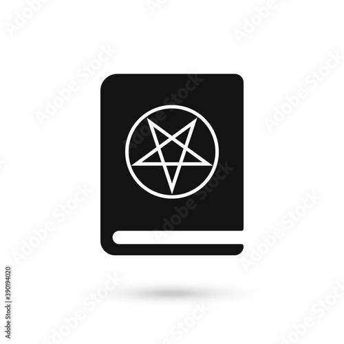 Book with pentagram solid icon. Satan book web vector illustration isolated on white. Magic book glyph style design.