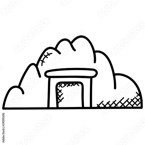
Doodle icon design of underground coal mine
