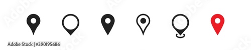Pointer icon set. Map pin symbol. Gps location marker sign. Travel arrow concept illustration in vector flat