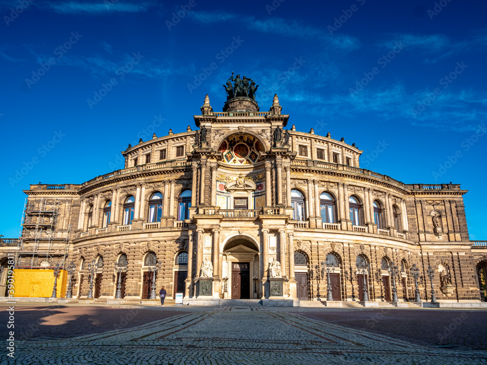 Semperoper in Dresden during Autumn with blue sky background