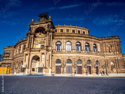 Semperoper in Dresden during Autumn with blue sky background