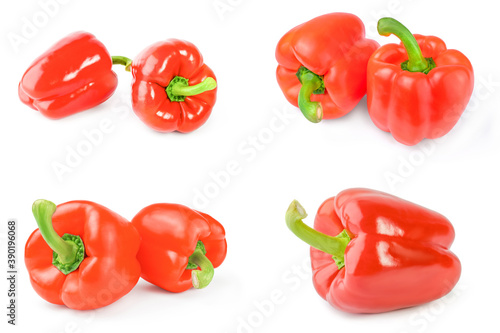 Group of bell peppers isolated on a white cutout