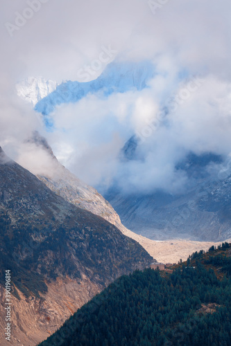 European mountains Mont Blanc, France. Near Chamonix, Haute-Savoie