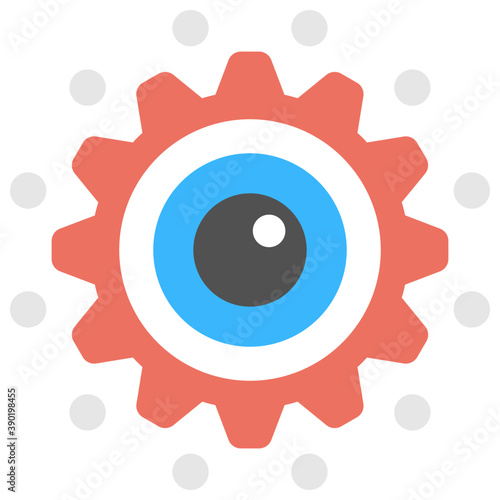  An eye inside a cogwheel symbolising graphic technology 