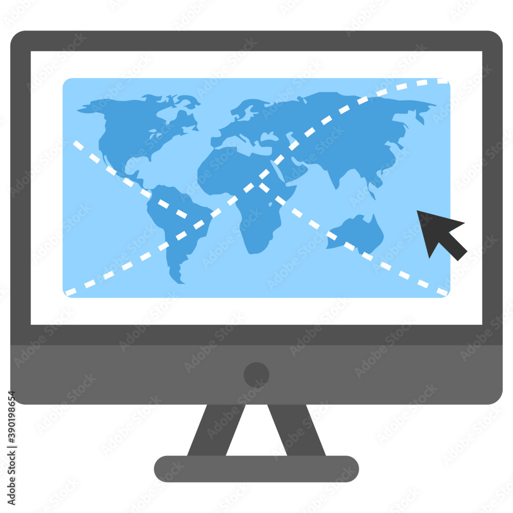 A computer screen with earth map presenting concept of gps website
A computer screen with earth map presenting concept of gps website