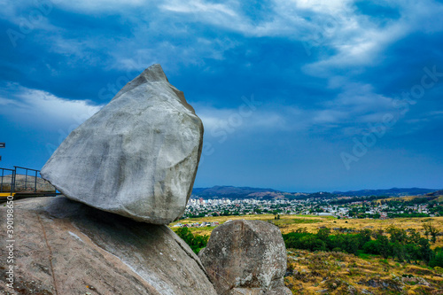  Tandil moving stone, typical landmark near the city of Tandil, BUenos Aires, Argentina      photo