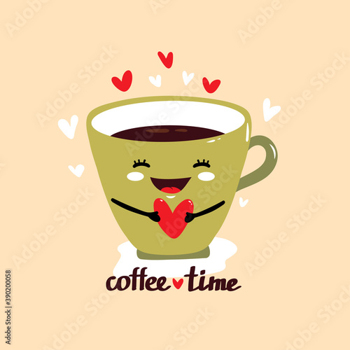Cute kawaii coffee cup