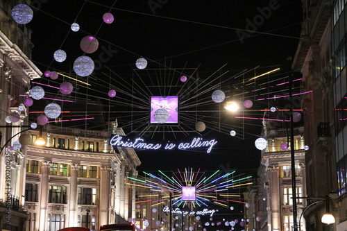 Oxford Street at Christmas in London in December, England UK photo